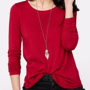 Fig & Lily Red Long Sleeve Tunic T-shirt Blouse